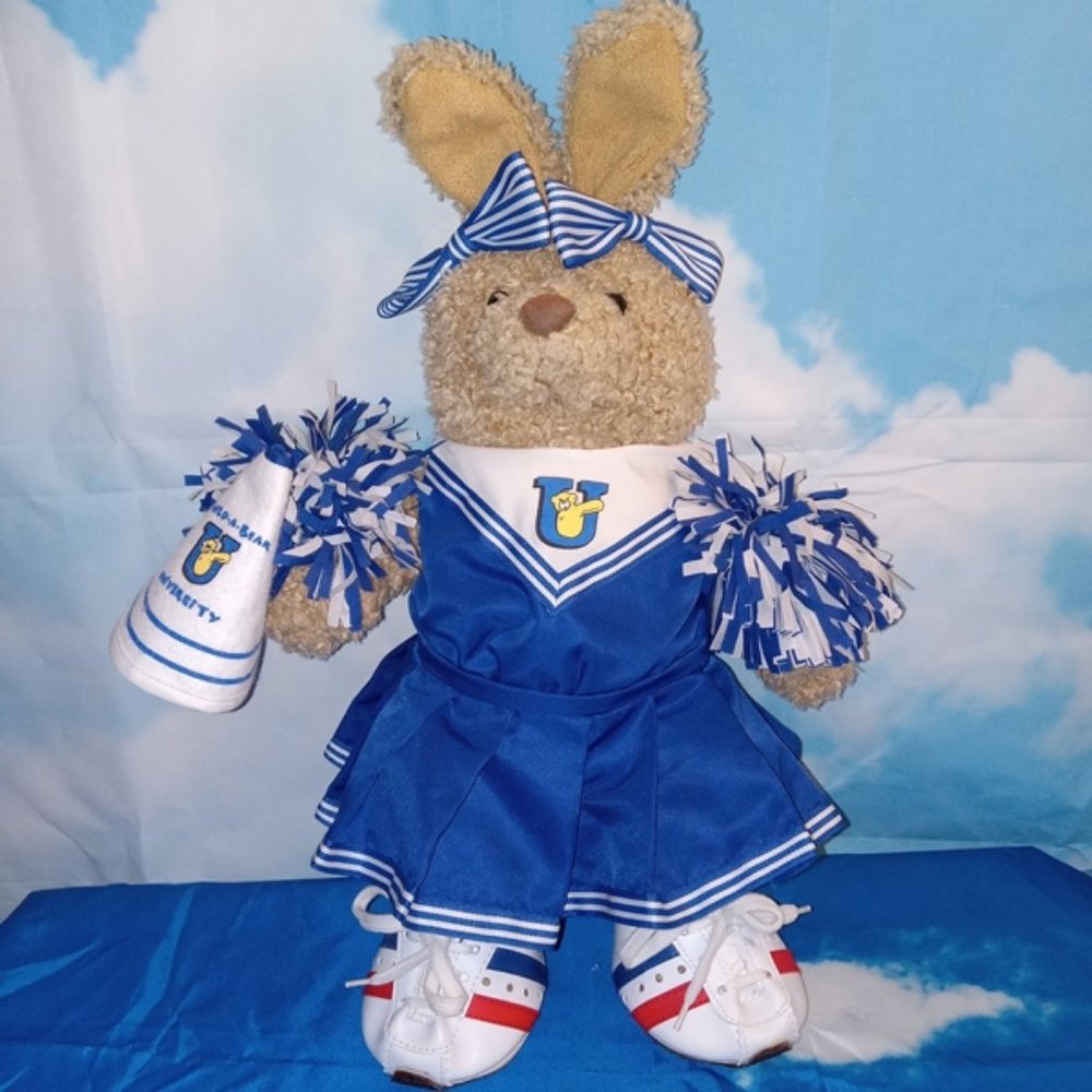 Cheerleader Bunny - Build a Bear BAB 18” tall with authentic accessories
